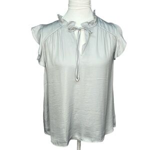 Loft Flutter Sleeves Blouse Gray